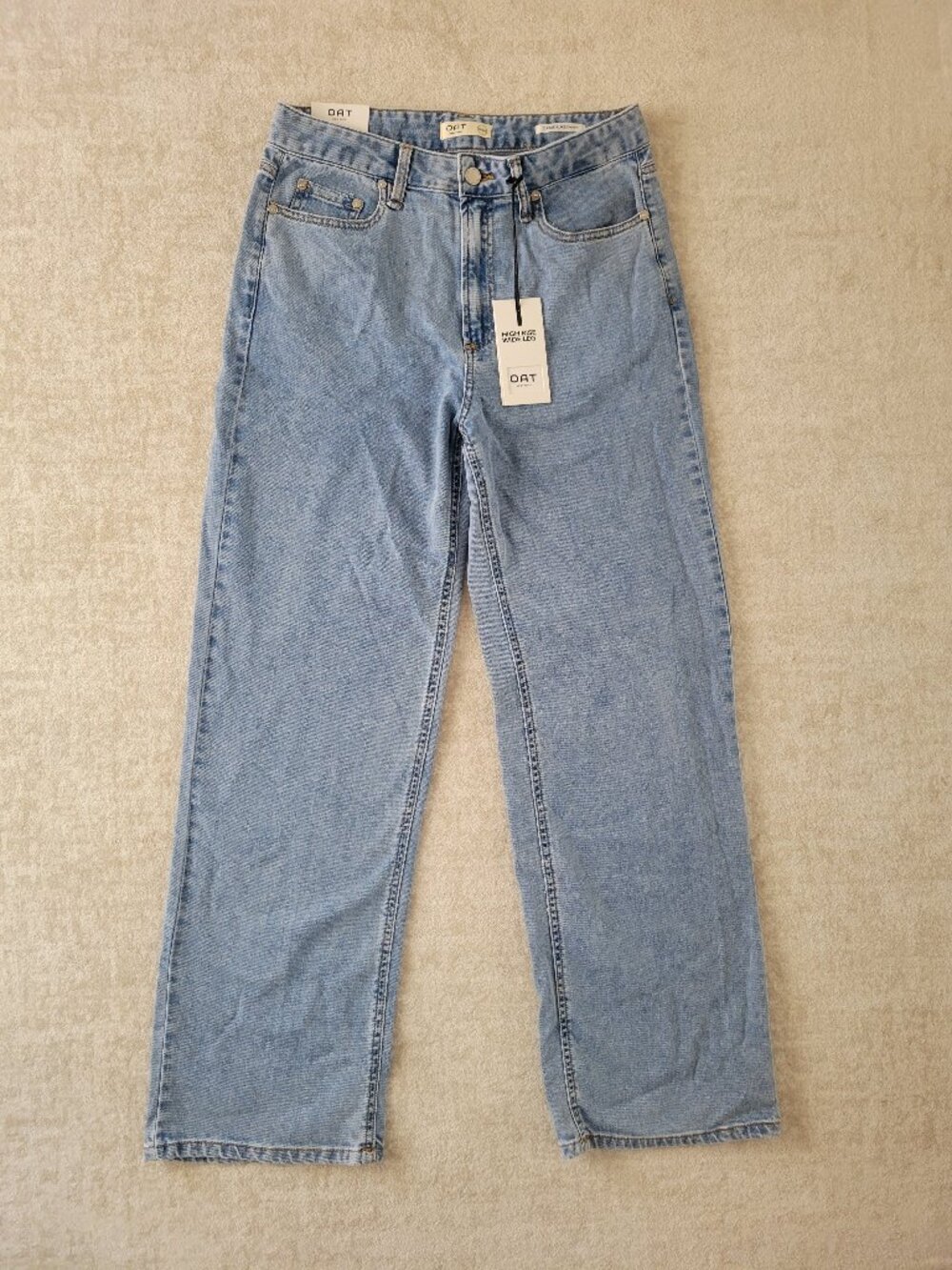 NWT OAT New York High Rise Wide Leg Jeans Light Wash Denim Size 8/29 Cloud NWT